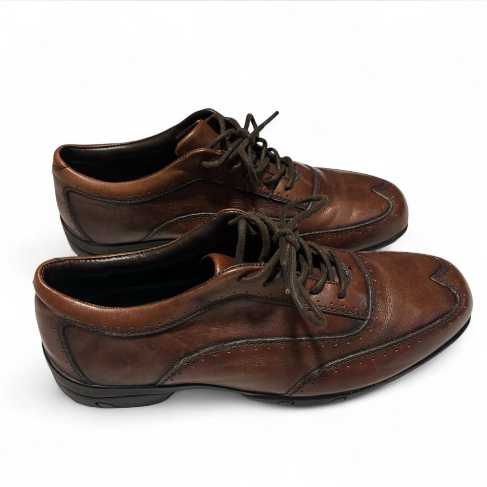 Auri Wingtip Oxford Shoes Brown Italian Leather Men's 9D / 42 Lace Up - Picture 2 of 7